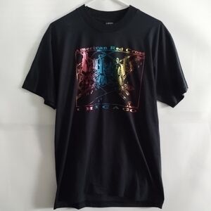 Vintage Chicago T-shirt Amer Red Cross 1989 Tee Oil Slick Metallic Print 20.5x29